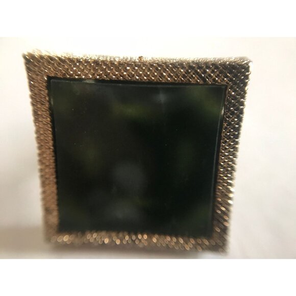 Vintage 1950's Square Cufflinks With Green Inlaid Gold Edges Stamped Sterling - Picture 4 of 10